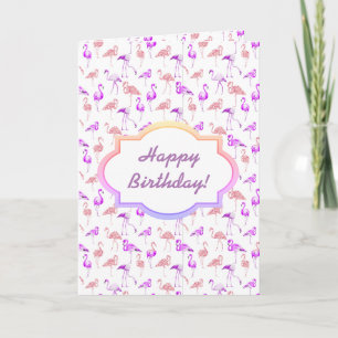 Purple Flamingos, card. Card