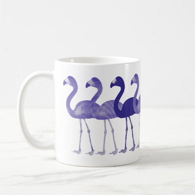 Purple Flamingos Retro Vintage Coffee Mug (Left)
