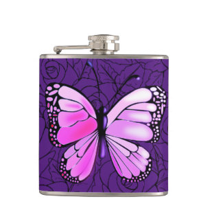 Purple Flask with Butterfly