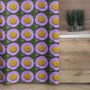 Purple Fleabane Daisy Floral Pattern Shower Curtain