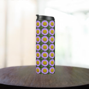 Purple Fleabane Daisy Floral Pattern Thermal Tumbler