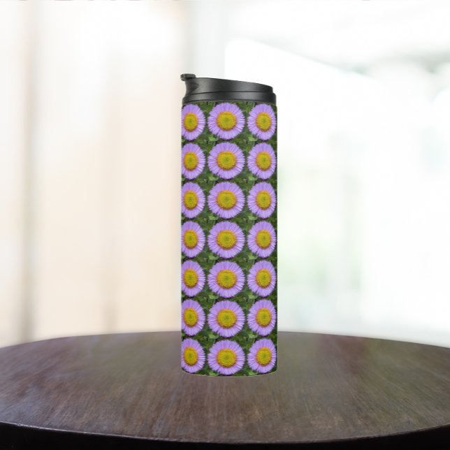 Purple Fleabane Daisy Floral Pattern Thermal Tumbler (In Situ)