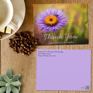 Purple Fleabane Flower and Insect Personalised Postcard