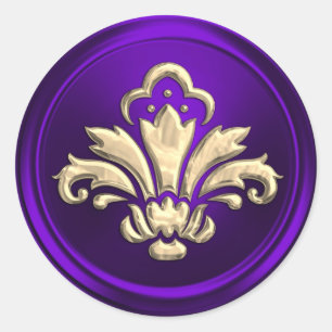 Purple Fleur de Lis Envelope Seal Embossed Look