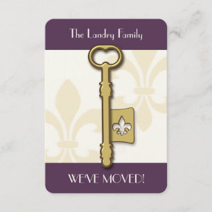 Purple Fleur de Lis Key Moving Announcement