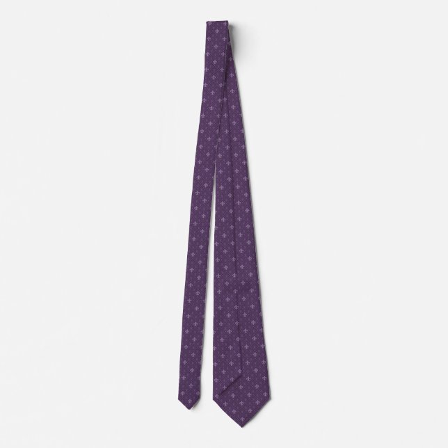 Purple Fleur de Lis Men's Necktie (Back)