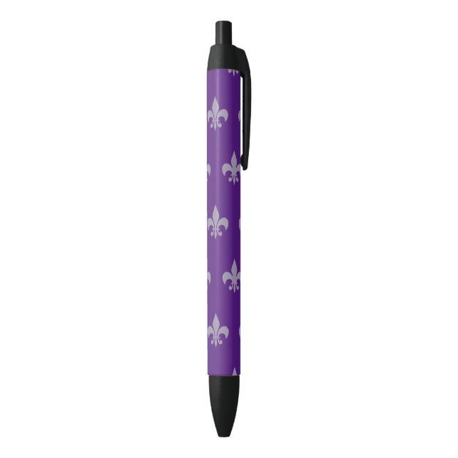 Purple Fleur De Lis pattern Blue Ink Pen (Bottom (Vertical))