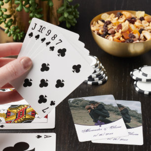 Purple Fleur de Lis Photo Wedding Playing Cards