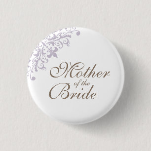 Purple Fleur de Lis Script Mother of the Bride 3 Cm Round Badge