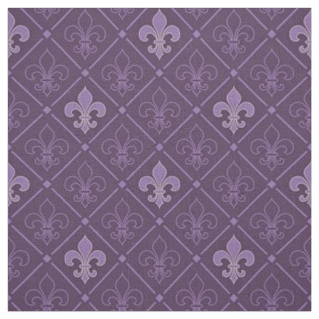 Purple Fleur de Lis Seamless Pattern Fabric (Swatch)
