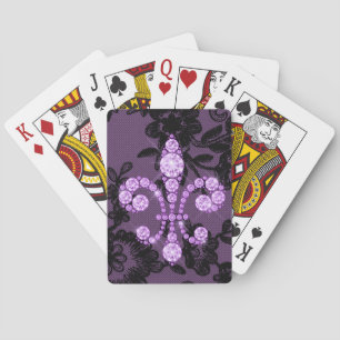 Purple Fleur-de-Lys Bicycle Playing Cards