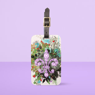 Purple Fleur de Lys Luggage Tag