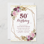 purple floral 50th birthday party invitation<br><div class="desc">A lovely floral theme design with lovely purple autumn watercolor flower . The text and colours can be personalised.</div>