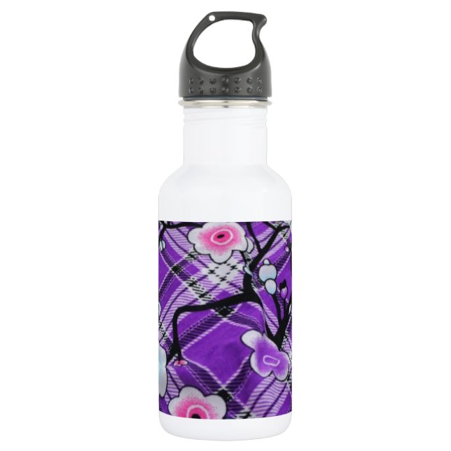 Purple Floral 532 Ml Water Bottle (Front)