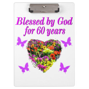 PURPLE FLORAL 60TH BIRTHDAY DESIGN CLIPBOARD