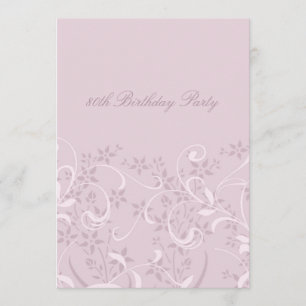 Purple Floral 80th Birthday Party Invitations