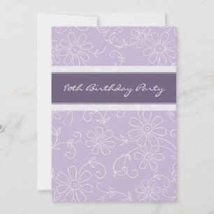 Purple Floral 80th Birthday Party Invitations