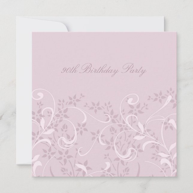 Purple Floral 90th Birthday Party Invitations (Front)