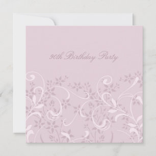 Purple Floral 90th Birthday Party Invitations