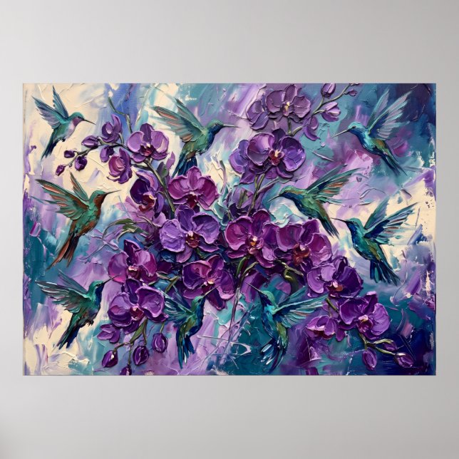 Purple Floral Abstract Poster (Front)