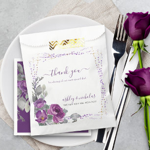 Purple Floral and Confetti Wedding Thank You Favour Bag