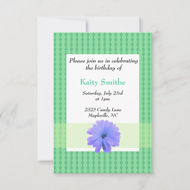 Purple Floral and Diamond Birthday Invitation (Front)