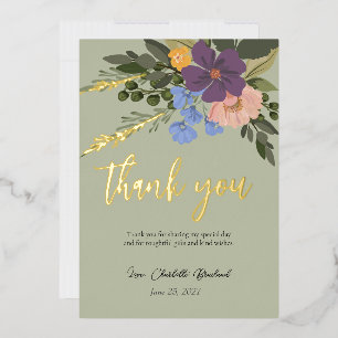 Purple Floral and Greenery Bridal Shower Thank You