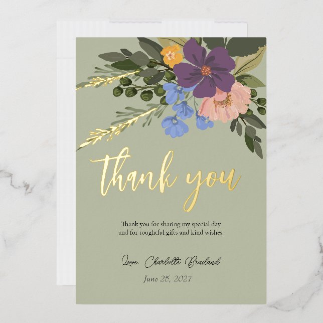 Purple Floral and Greenery Bridal Shower Thank You (Envelope)