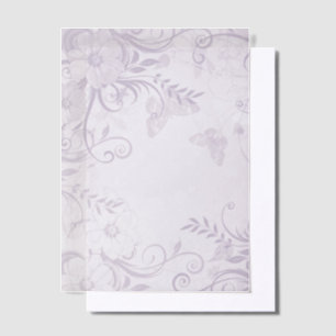 Purple Floral and Swirls Vellum Invitations