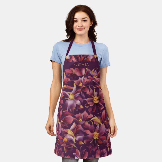 Purple Floral- Apron (Worn)