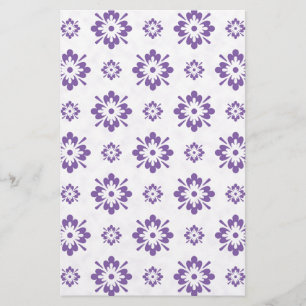 Purple floral art design stationery