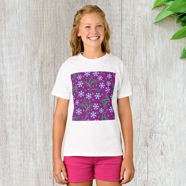 Purple Floral Art Girls T-Shirt (Creator Uploaded)