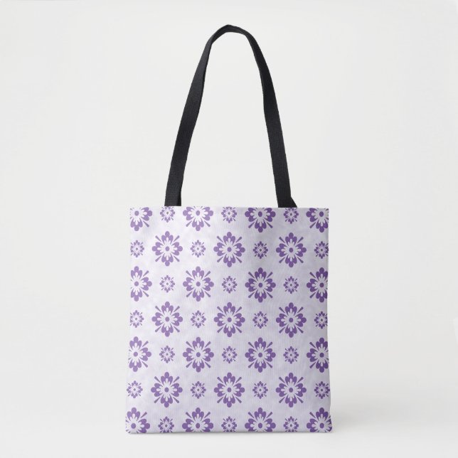 Purple floral art pattern tote bag (Front)