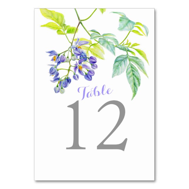 Purple floral art wedding occassion table number (Front)