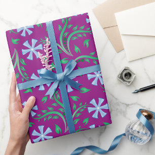Purple Floral Art Wrapping Paper