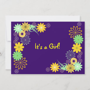 Purple Floral Baby Shower Invitation