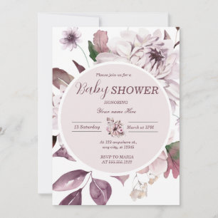 Purple Floral Baby Shower Invitation for Girl