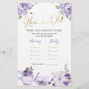 Purple Floral Baby Shower Tea How Old Parents