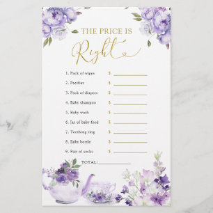 Purple Floral Baby Shower Tea The Price is Right