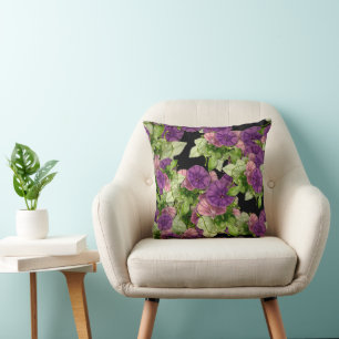 Purple Floral Background Pillow