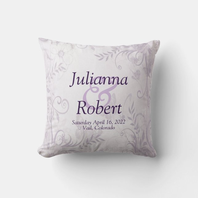 Purple floral background  wedding  throw pillow (Front)