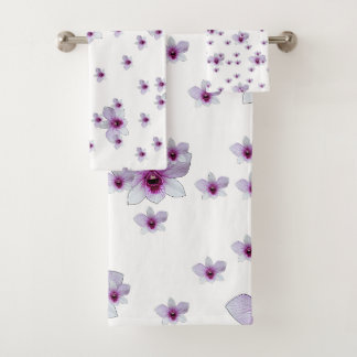 Purple Floral Bath Towel Set