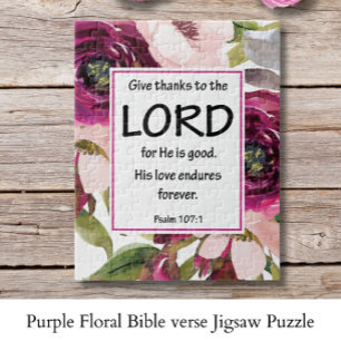 Purple Floral Bible verse  Jigsaw Puzzle