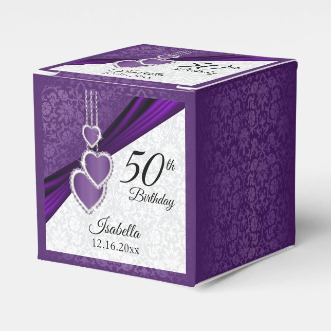 Purple Floral Birthday Design Favour Box (Front Side)