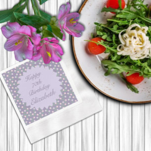 Purple Floral Birthday Napkin