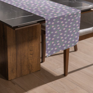 Purple Floral Birthday Short Table Runner