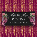 Purple Floral Black Bridal Shower Miss to Mrs. Banner<br><div class="desc">Elegant and romantic purple and pink floral and greenery on black Bridal Shower banner,  personalised with the name of the bride-to-be. Text says,  "Miss to Mrs."</div>