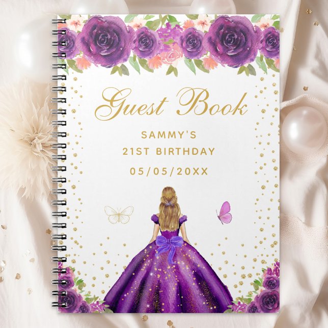 Purple Floral Blonde Hair Princess Guest Book (Creator Uploaded)