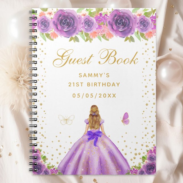 Purple Floral Blonde Hair Princess Guest Book (Creator Uploaded)