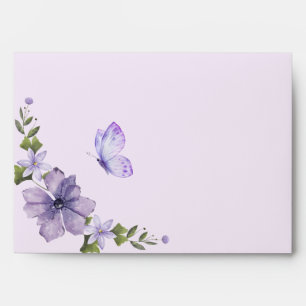 Purple floral bloom butterfly  envelope